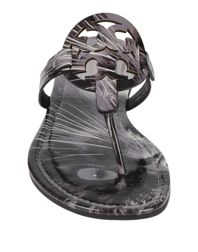 Tory Burch Multicolored Leather Flip-flops In Black