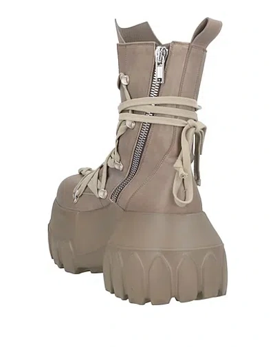 Rick Owens Leather Platform Boots In Nude