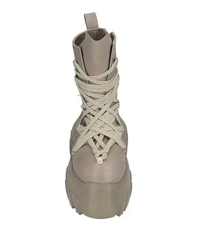 Rick Owens Leather Platform Boots In Nude