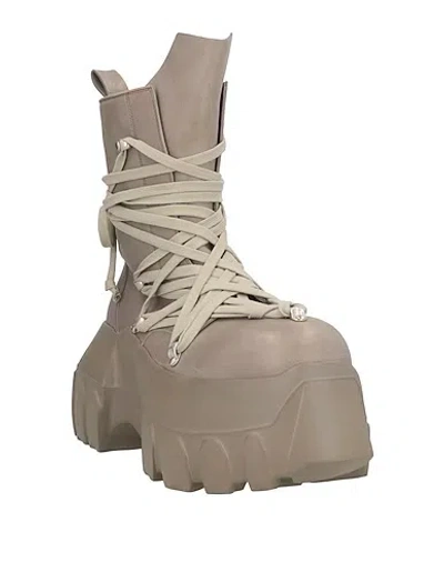 Rick Owens Leather Platform Boots In Nude