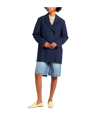 Ganni Minimalist Single-breasted Blazer In Blue