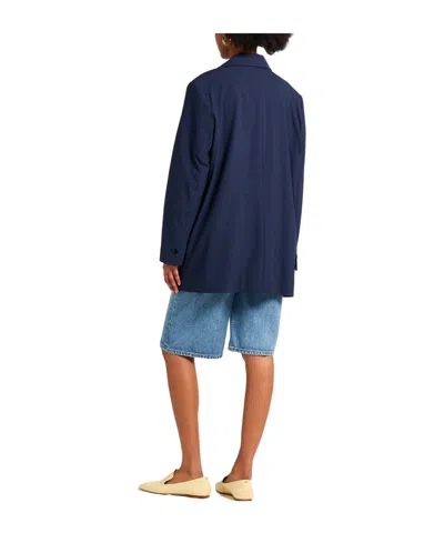 Ganni Minimalist Single-breasted Blazer In Blue