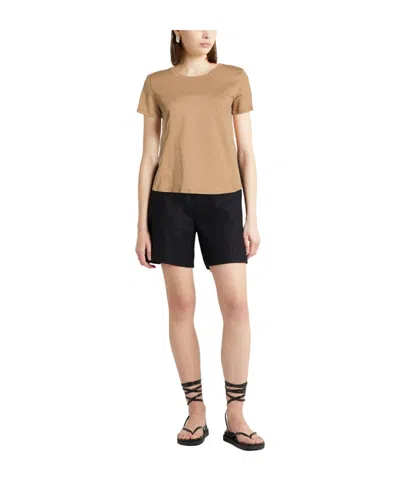 Max Mara Solid Color Short-sleeve T-shirt In Brown