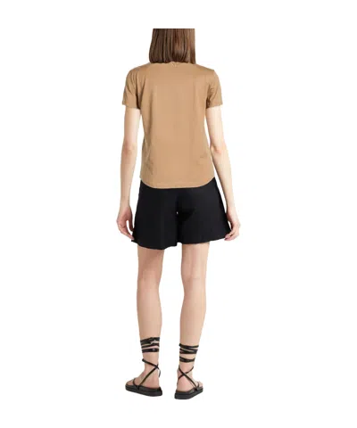 Max Mara Solid Color Short-sleeve T-shirt In Brown