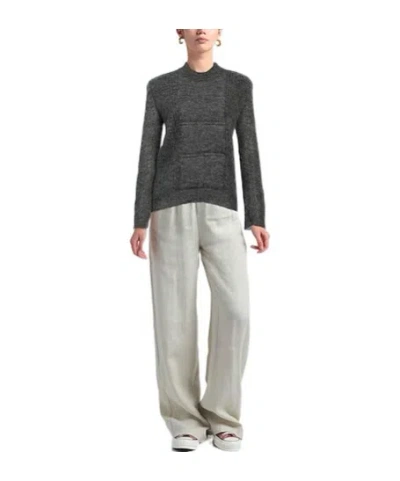 Max Mara Solid Long Sleeve Knit Sweater In Gray