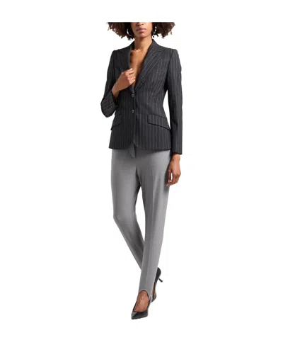 Dolce & Gabbana Striped Blazer In Charcoal-grey