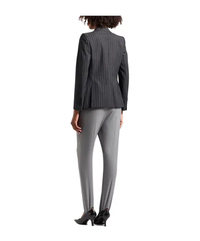 Dolce & Gabbana Striped Blazer In Charcoal-grey