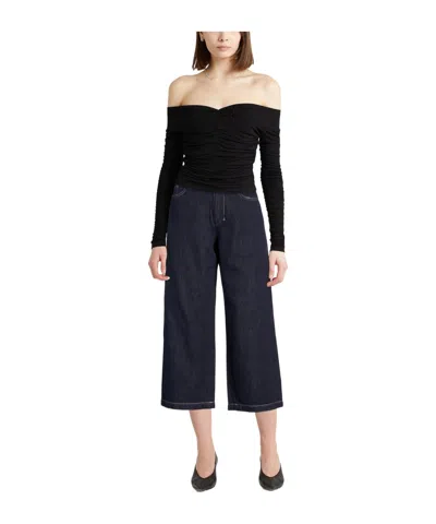 Max Mara Solid Color Denim Trousers In Blue