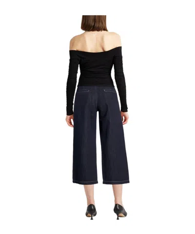 Max Mara Solid Color Denim Trousers In Blue
