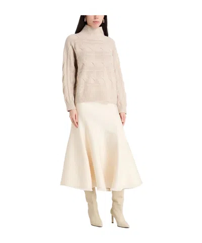 Max Mara Solid Turtleneck Sweater In Rice Apricot Color