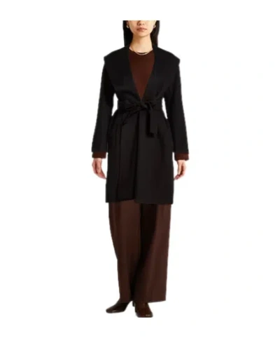 Max Mara Wool Belted Coat In Black