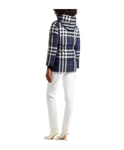 Burberry Plaid Down Jacket In Blue