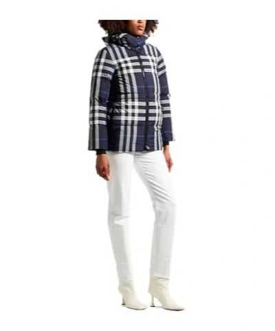 Burberry Plaid Down Jacket In Blue