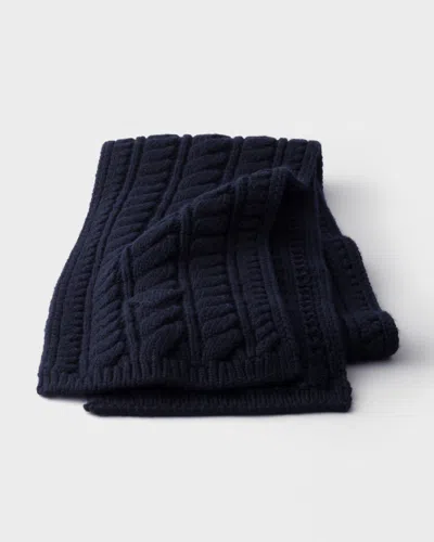 Prada Wool Scarf In Navy