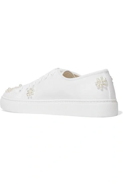 Shop Simone Rocha Bead-embellished Canvas Sneakers