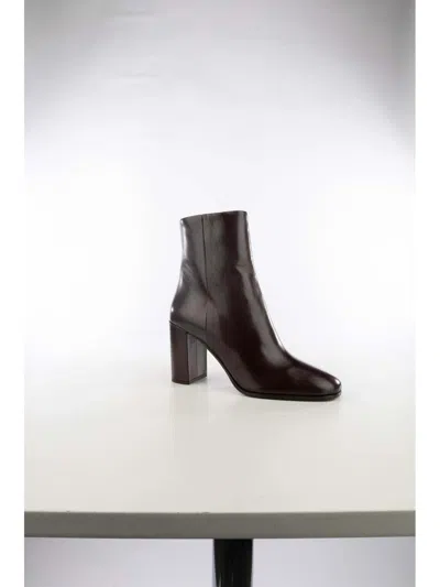 Prada Leather Booties In Brown