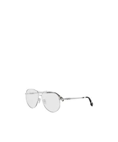 Fendi Eyewear Aviator Frame Glasses In Silver