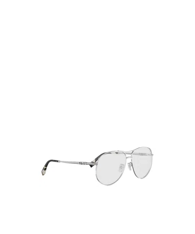 Fendi Eyewear Aviator Frame Glasses In Silver