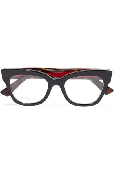 Shop Gucci Cat-eye Embellished Acetate Optical Glasses