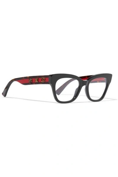 Shop Gucci Cat-eye Embellished Acetate Optical Glasses