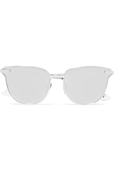 Shop Le Specs Pharaoh Cat-eye Silver-plated Mirrored Sunglasses