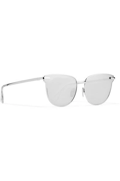 Shop Le Specs Pharaoh Cat-eye Silver-plated Mirrored Sunglasses