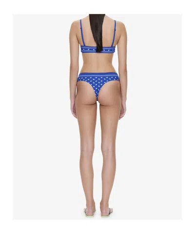 Christopher Esber Orbit Embellished Bandana-print Bikini Top In Blue