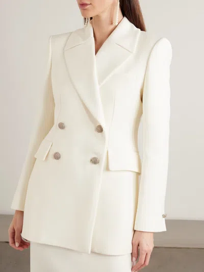 Alessandra Rich Double-breasted Wool Blazer In White