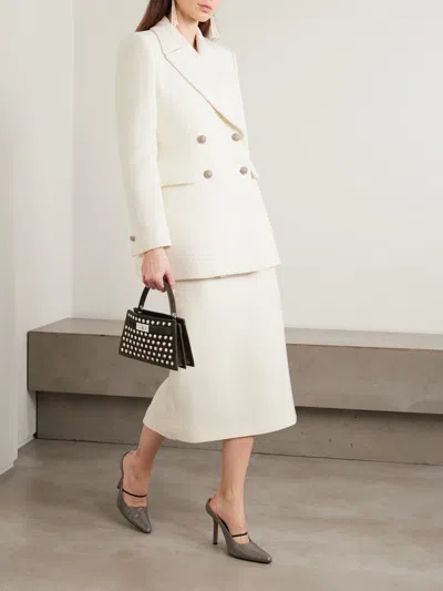 Alessandra Rich Double-breasted Wool Blazer In White