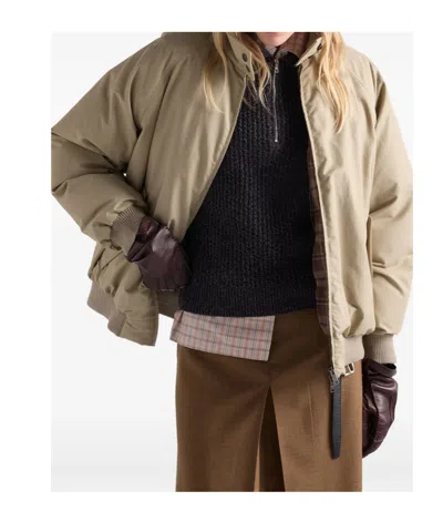 Prada Technical Poplin Down Jacket In Brown