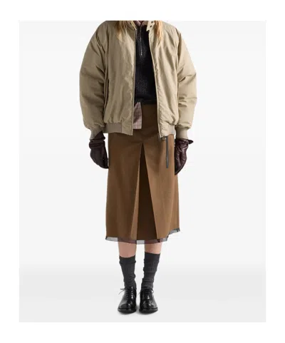 Prada Technical Poplin Down Jacket In Brown