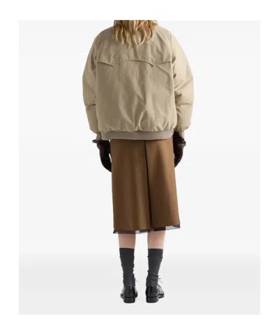 Prada Technical Poplin Down Jacket In Brown