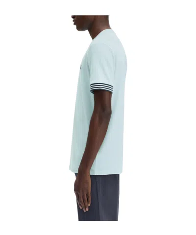 Fred Perry Stripe Cuff T-shirt In Blue