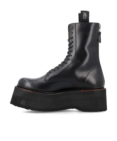 R13 Platform Ankle Boots In Black