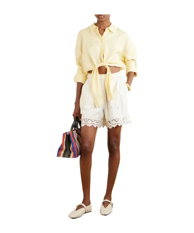 Staud Solid Knotted Linen Shirt In Nude