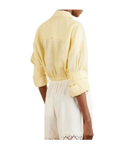 Staud Solid Knotted Linen Shirt In Nude