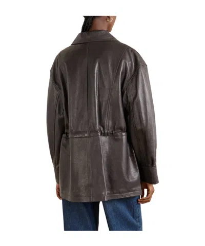Arma Solid Color Leather Jacket In Black