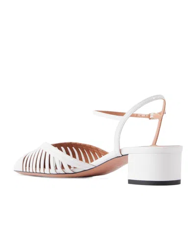 Aquazzura Solid Leather Sandals In White