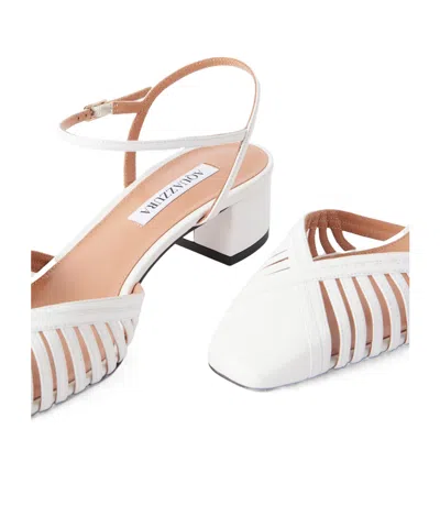 Aquazzura Solid Leather Sandals In White