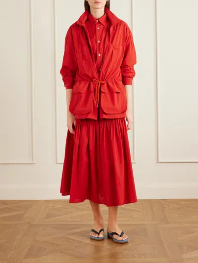 Auralee Red Hooded Jacket In Red