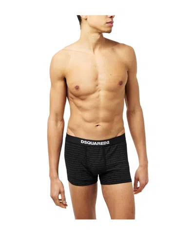 Dsquared2 Solid Color Breathable Boxers In Black