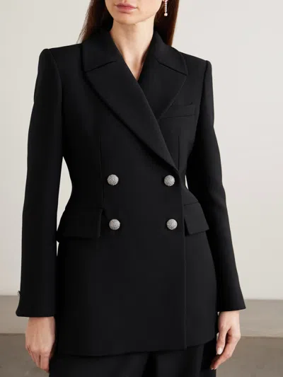 Alessandra Rich Double-breasted Wool Blazer In Black