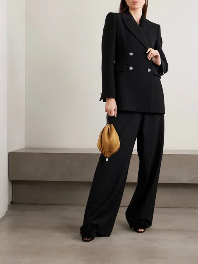 Alessandra Rich Double-breasted Wool Blazer In Black