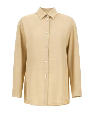 Herno Hemdbluse Aus Textured Viscose In Nude