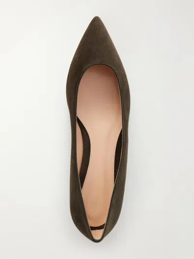 Gianvito Rossi Solid Suede Ballet Flats In Black