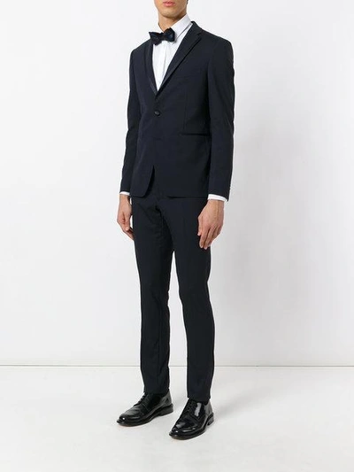 Tagliatore Contrast Trim Dinner Suit In Blue