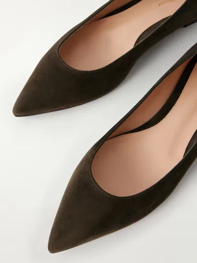 Gianvito Rossi Solid Suede Ballet Flats In Black