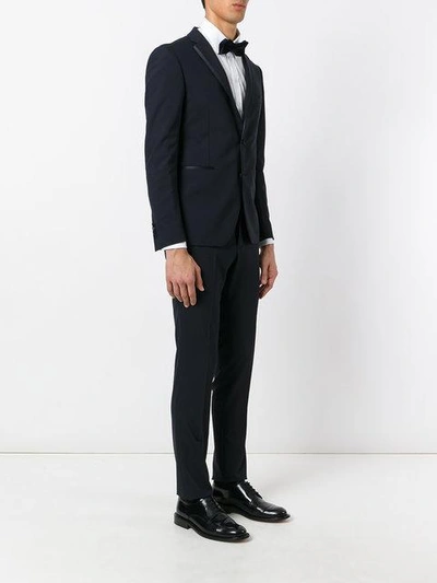 Tagliatore Contrast Trim Dinner Suit In Blue