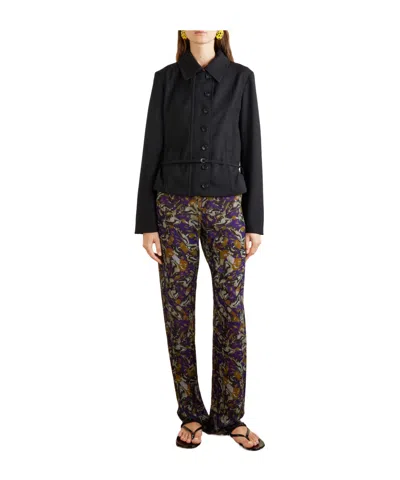 Dries Van Noten Collared Cropped Jacket In Black