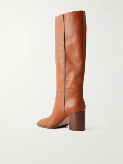 Gianvito Rossi Solid Leather Knee Boots In Brown